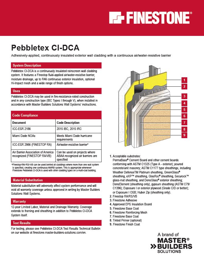 Pebbletex CI-DCA System Summary