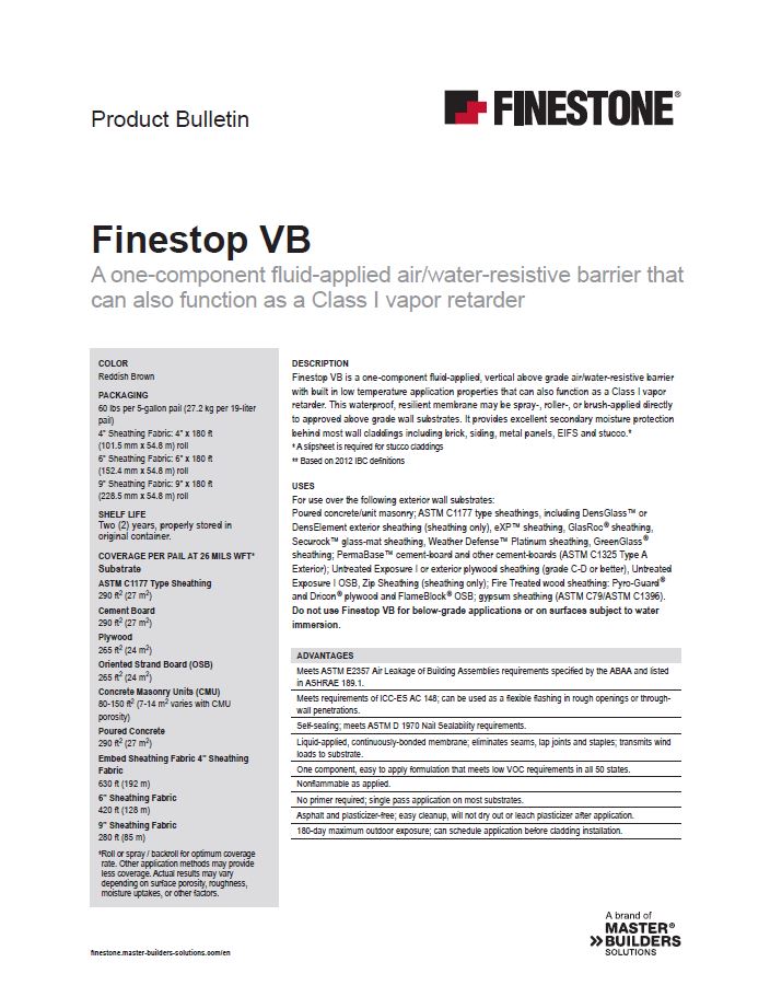 Finestone Finestop VB Product Bulletin