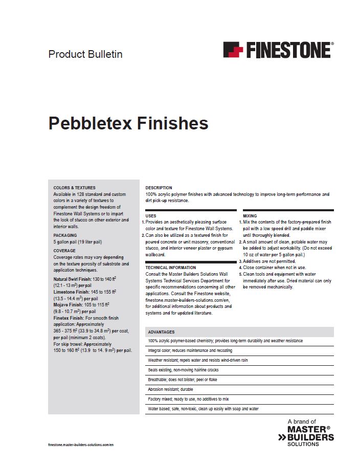 Pebbletex Finishes Product Bulletin Teaser Image