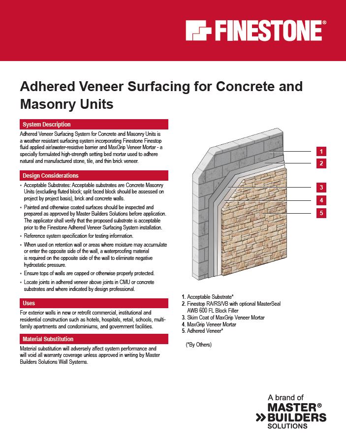 Adhered Veneer Surfacing for Concrete and Masonry Units