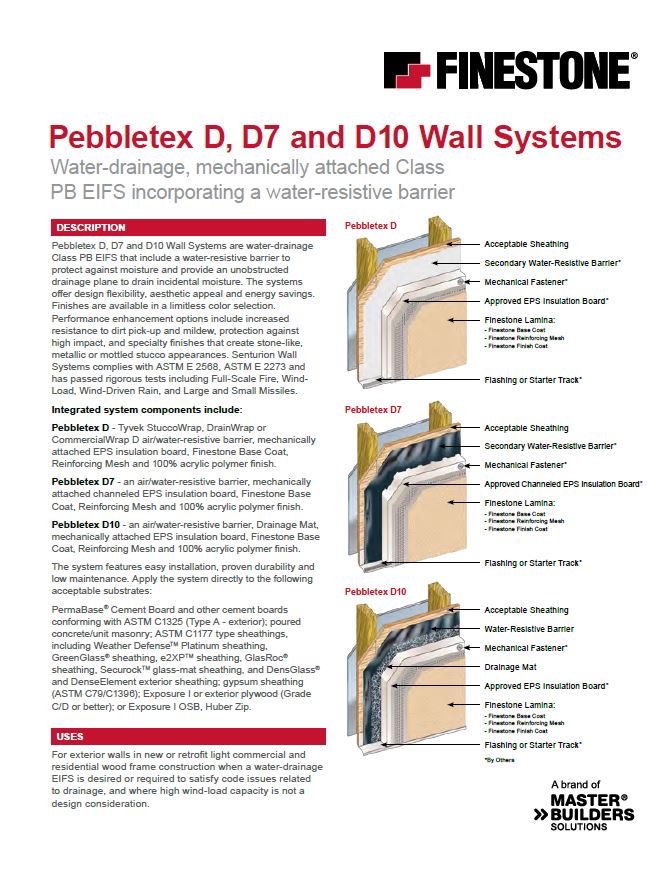 Pebbletex D, D7 & D10 Systems Summary