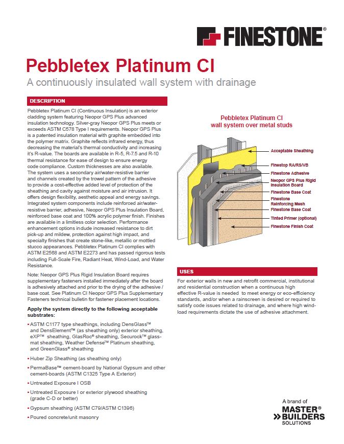 Pebbletex Platinum CI System Summary