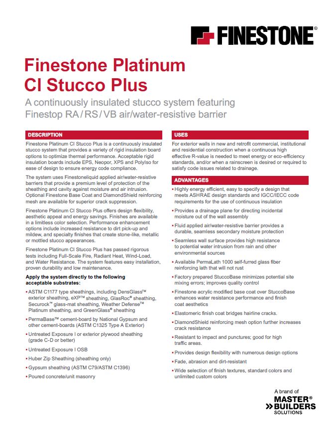 Finestone Platinum CI Stucco Plus System Summary