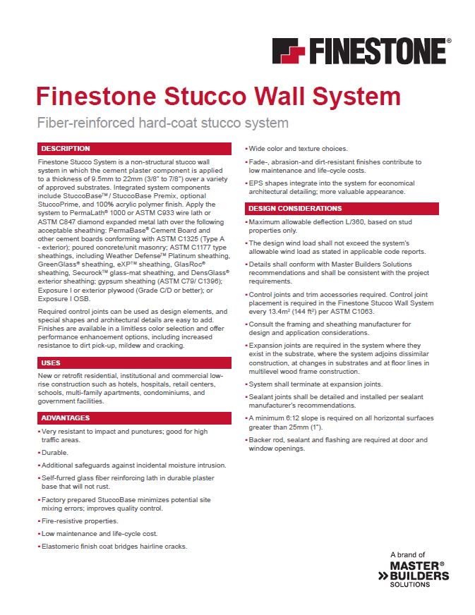 Finestone Stucco Wall System Summary
