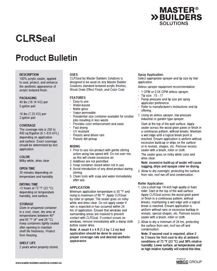 CLRSeal Product Bulletin