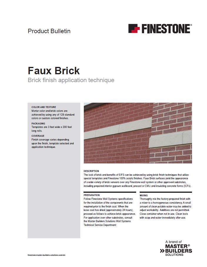  Finestone Faux Brick Product Bulletin