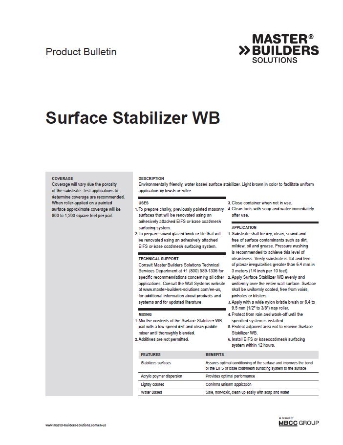Surface Stabilizer WB Product Bulletin
