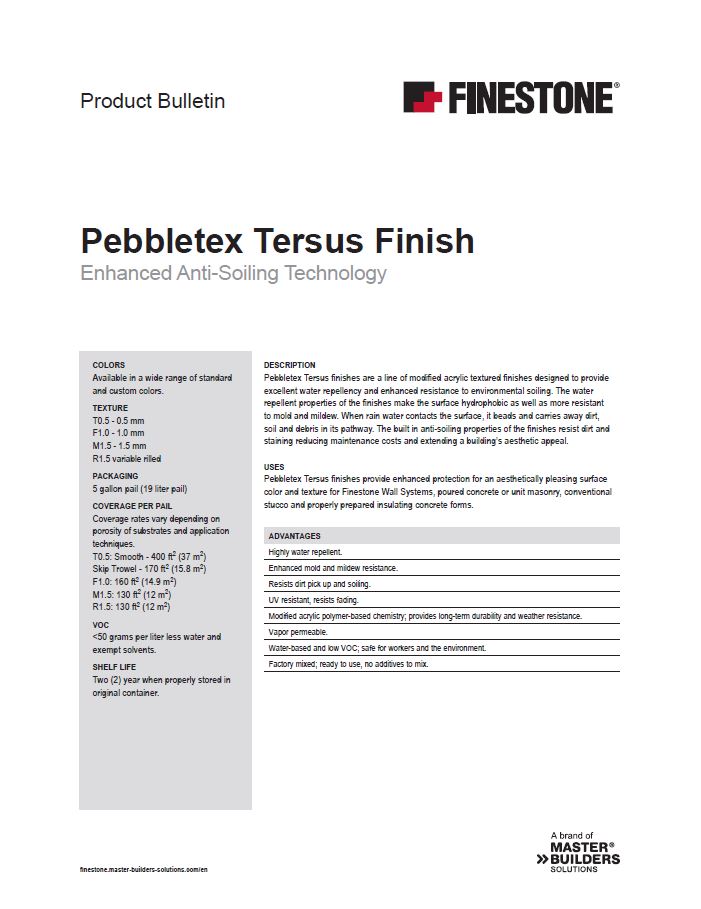 Pebbletex Tersus Finish Product Bulletin