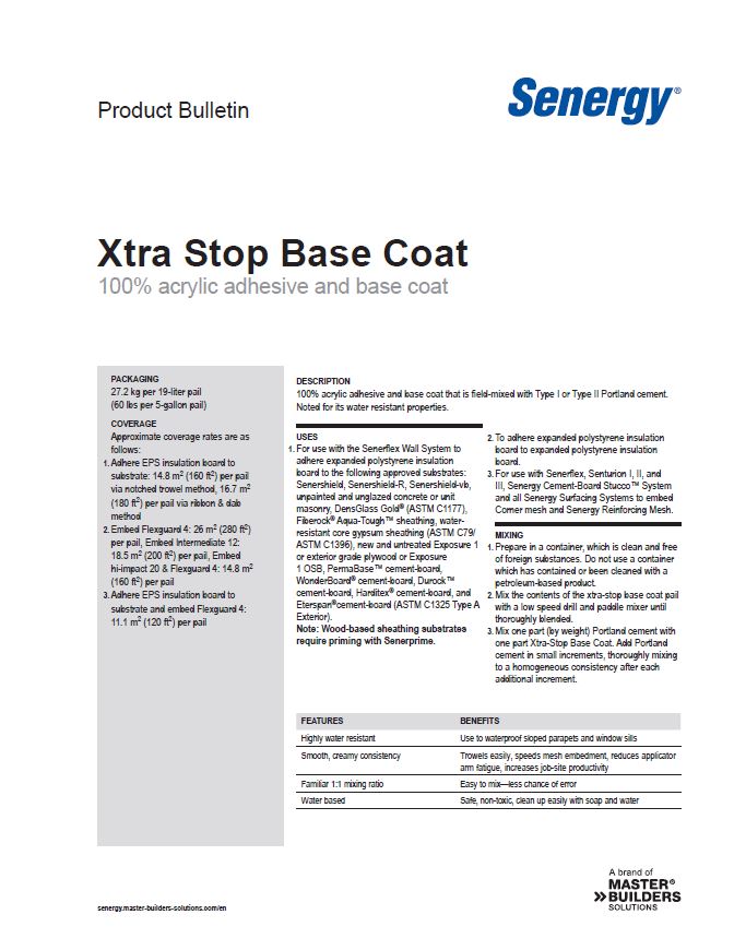 Xtra Stop Base Coat Product Bulletin