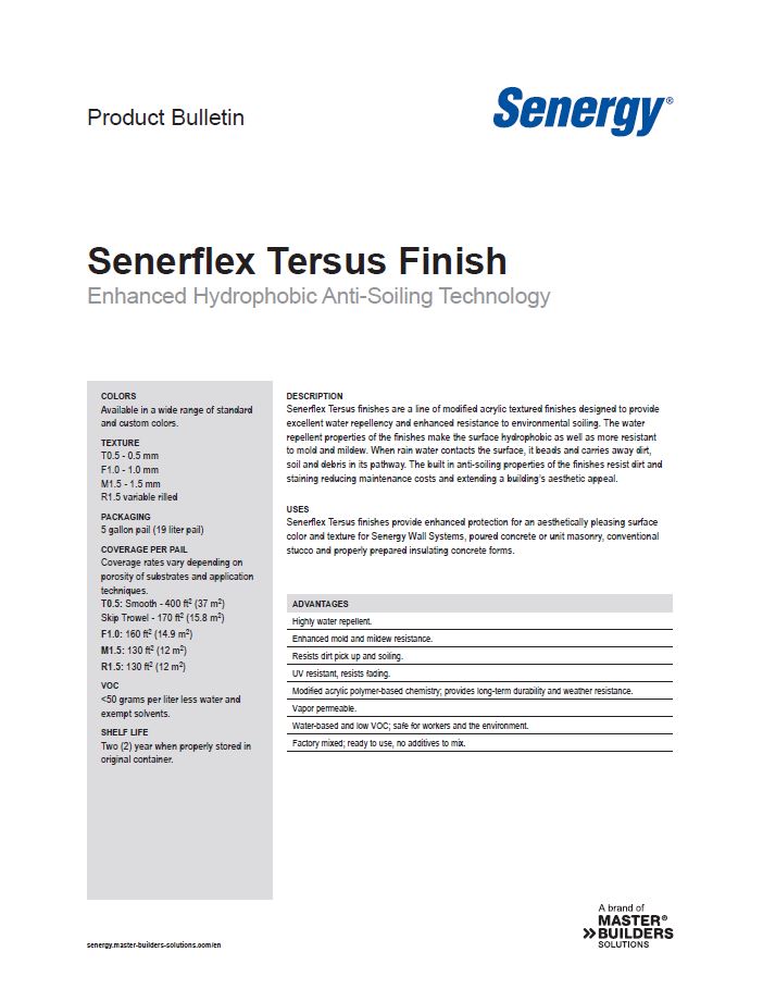 Senerflex Tersus Finish Product Bulletin