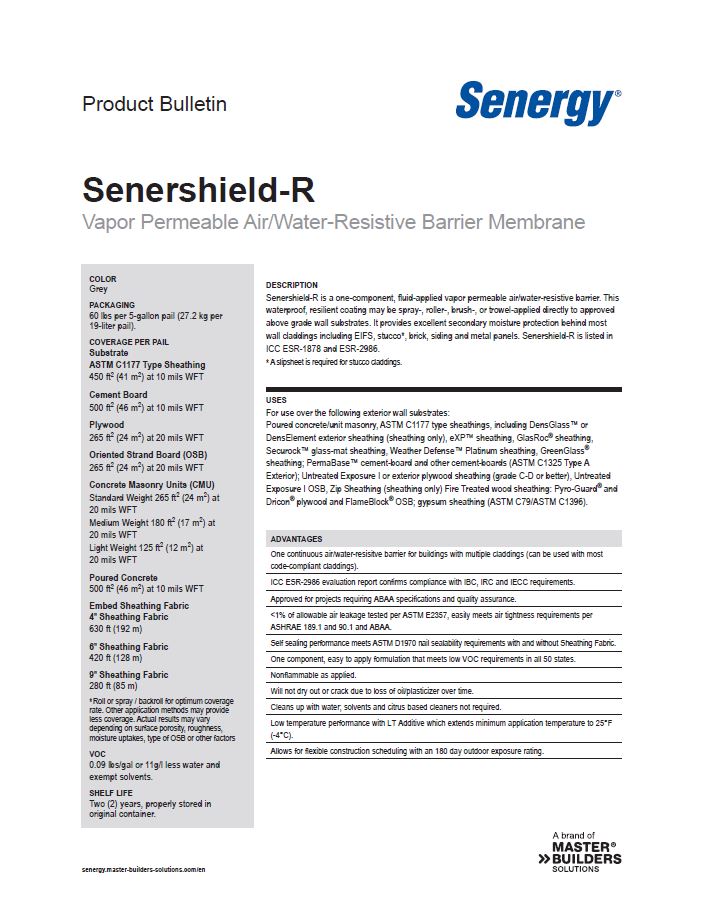 Senershield-R Product Bulletin
