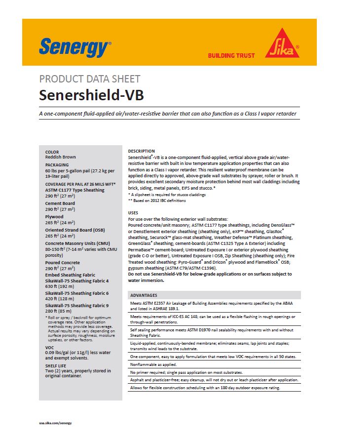 Senershield-VB Product Bulletin