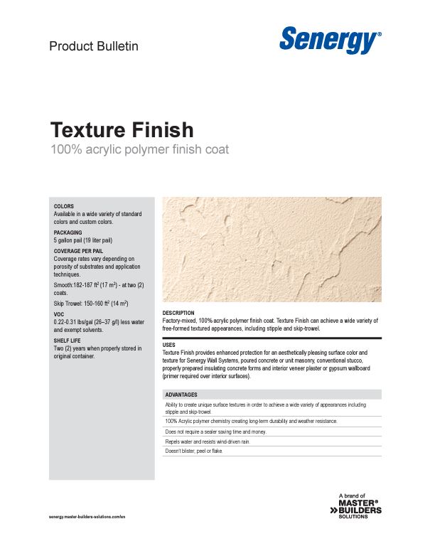 Texture Finish Product Bulletin
