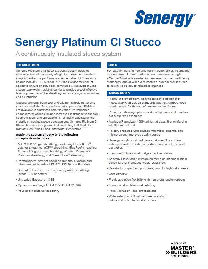 Senergy Platinum CI Stucco System Overview