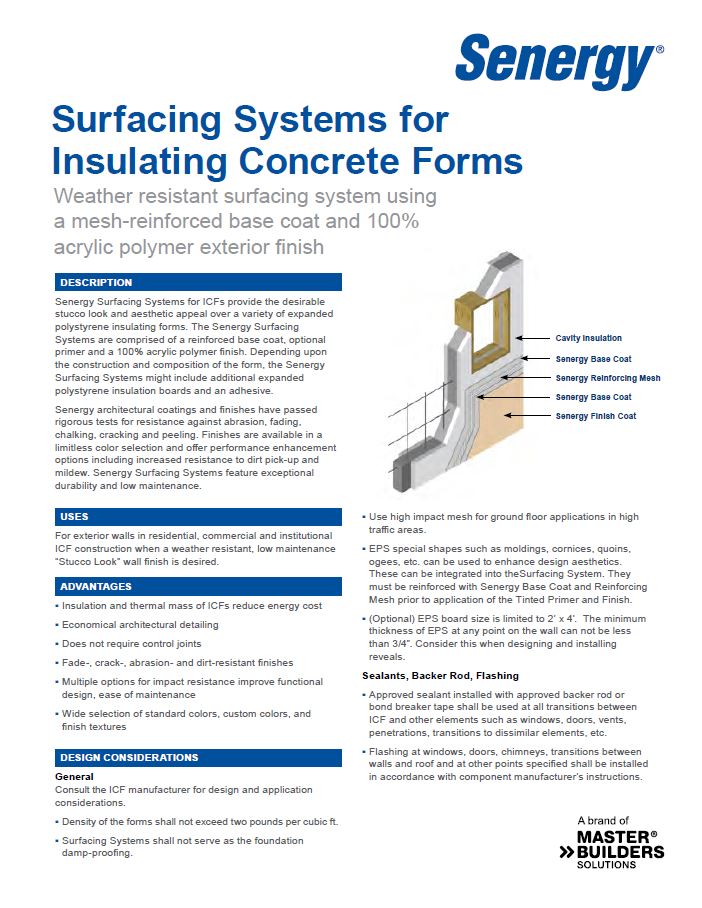 Surfacing Systems for Insulating Concrete Forms (ICFs)
