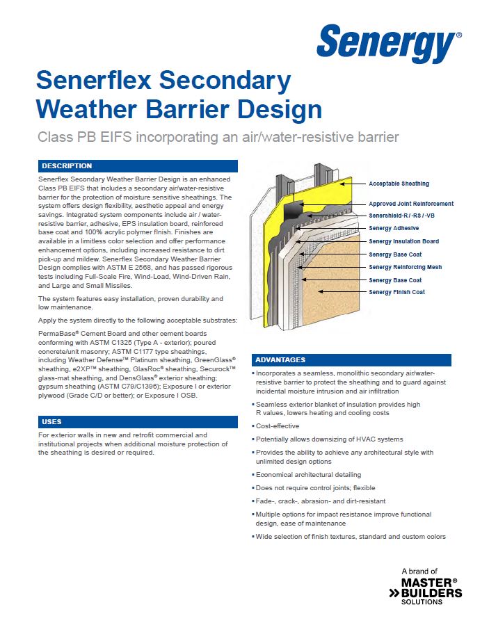 Senerflex Secondary Weather Barrier Design 