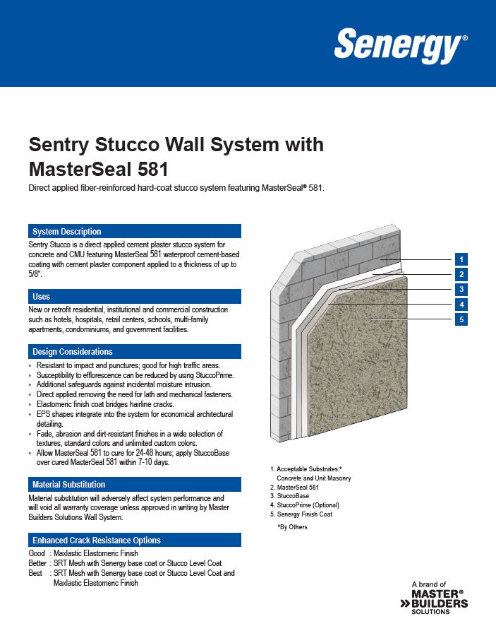 Sentry Stucco with MasterSeal 581 System Summary
