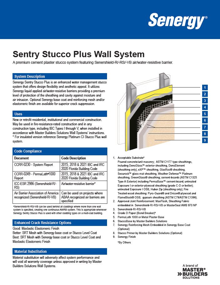 Sentry Stucco Plus System Summary
