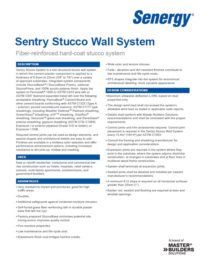 Sentry Stucco Wall System Overview