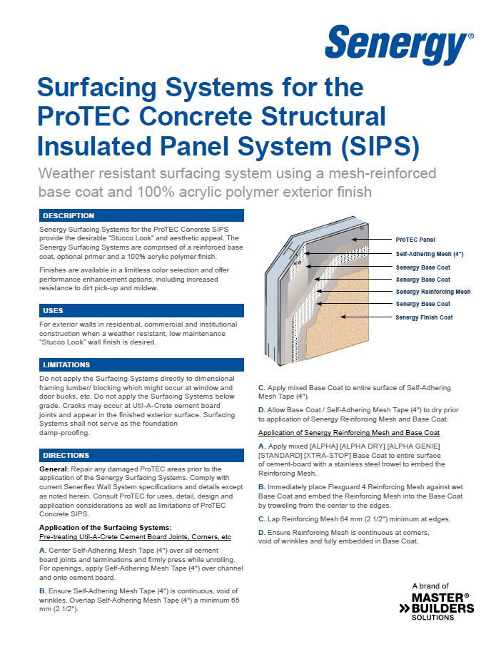 Surfacing System for ProTEC Structural Insulated Panel Systems (SIPS)