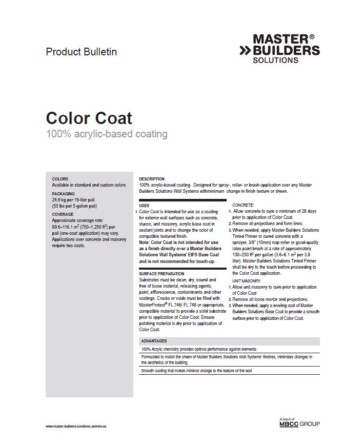 Color Coat Product Bulletin