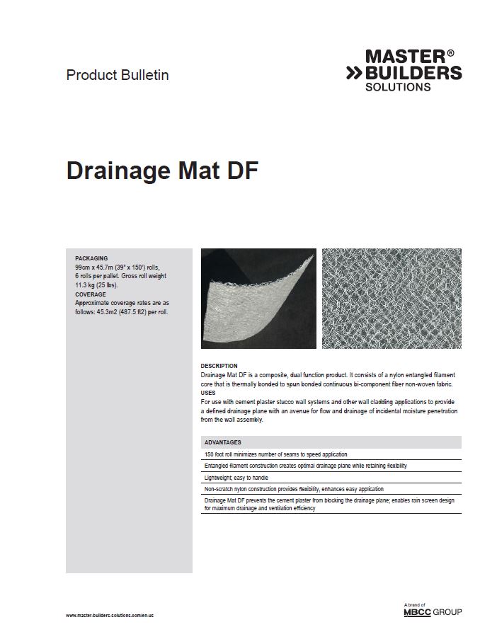 Drainage Mat DF Product Bulletin