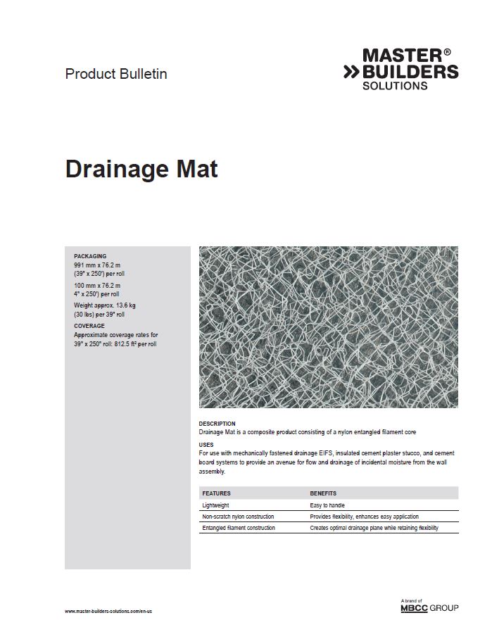Drainage Mat Product Bulletin