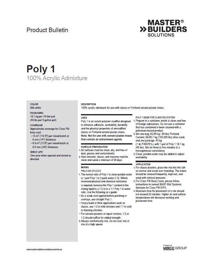 Poly 1 Product Bulletin