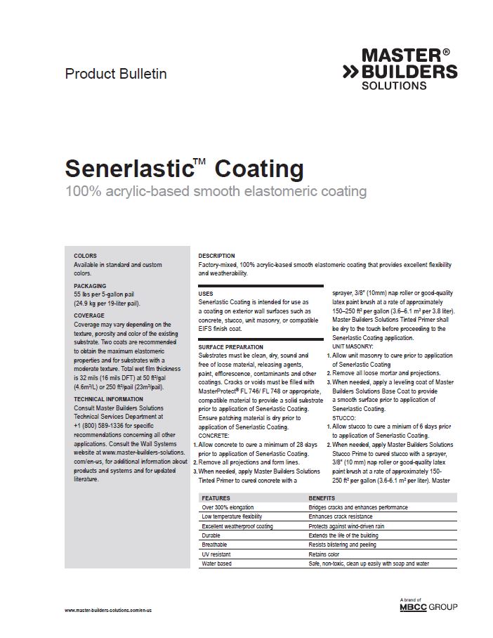 Senerlastic Coating Product Bulletin