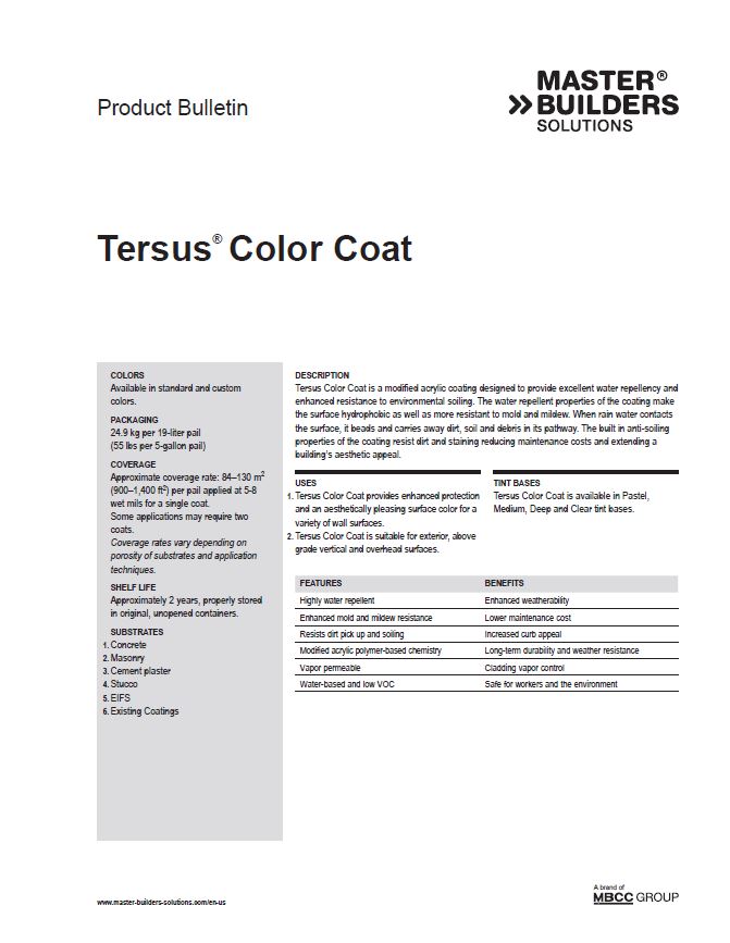 Tersus Color Coat Product Bulletin